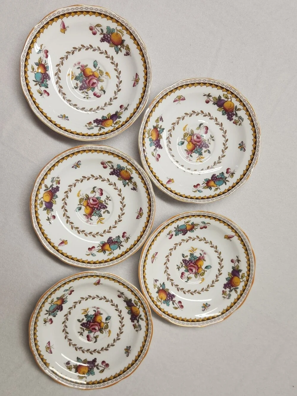 Vintage Spode Rockingham Y5194 Bone China Saucer Plates Set of 5 Made in England